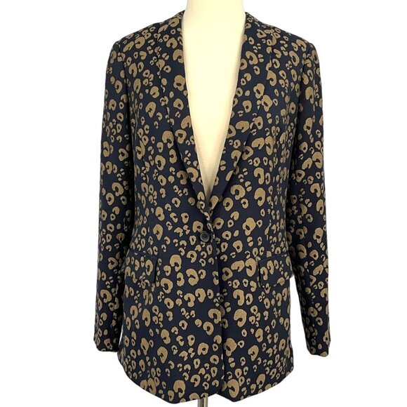 Scotch & Soda Leopard Print Jacquard Blazer & Pant Suit Size S / M Ankle Length - Picture 3 of 16